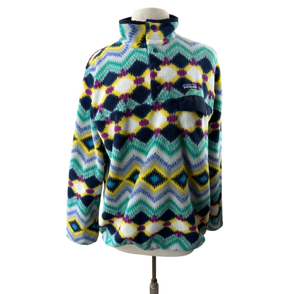 Patagonia Lightweight Synchilla Snap-T Fleece Pullover Timber Twist Aztec Size L - Picture 2 of 12